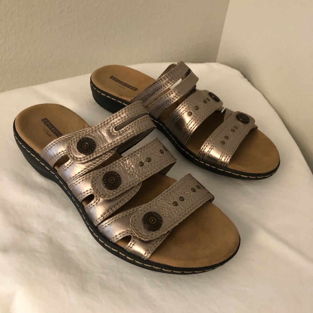 Clarks Collection Metallic 3 Strap Sandals | 7.5